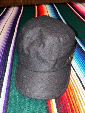 Candie’s Black Studded Military Cadet Hat Adjustable Y2K Grunge Emo